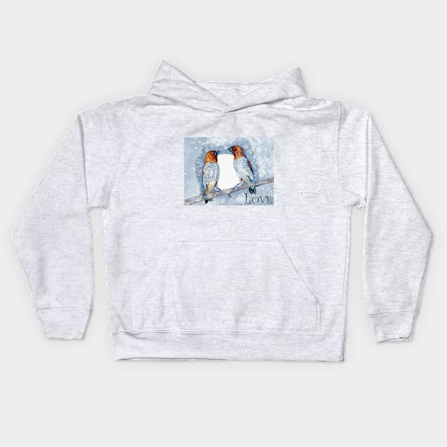 Love Birds Kids Hoodie by The Art Aroma